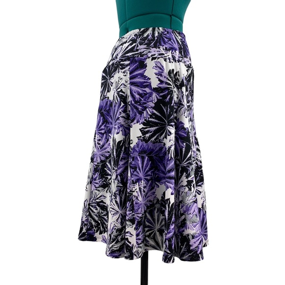 Nina K Purple, Black, and White Floral Full Knee Length Skirt, Small - Picture 9 of 15